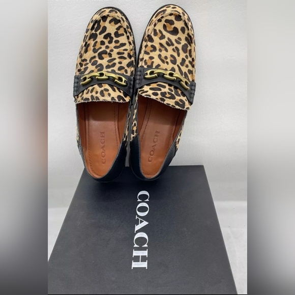 Coach Designer Putnam Leopard Genuine Calf Hair Convertible Loafer Flar SZ 8B - Picture 4 of 11